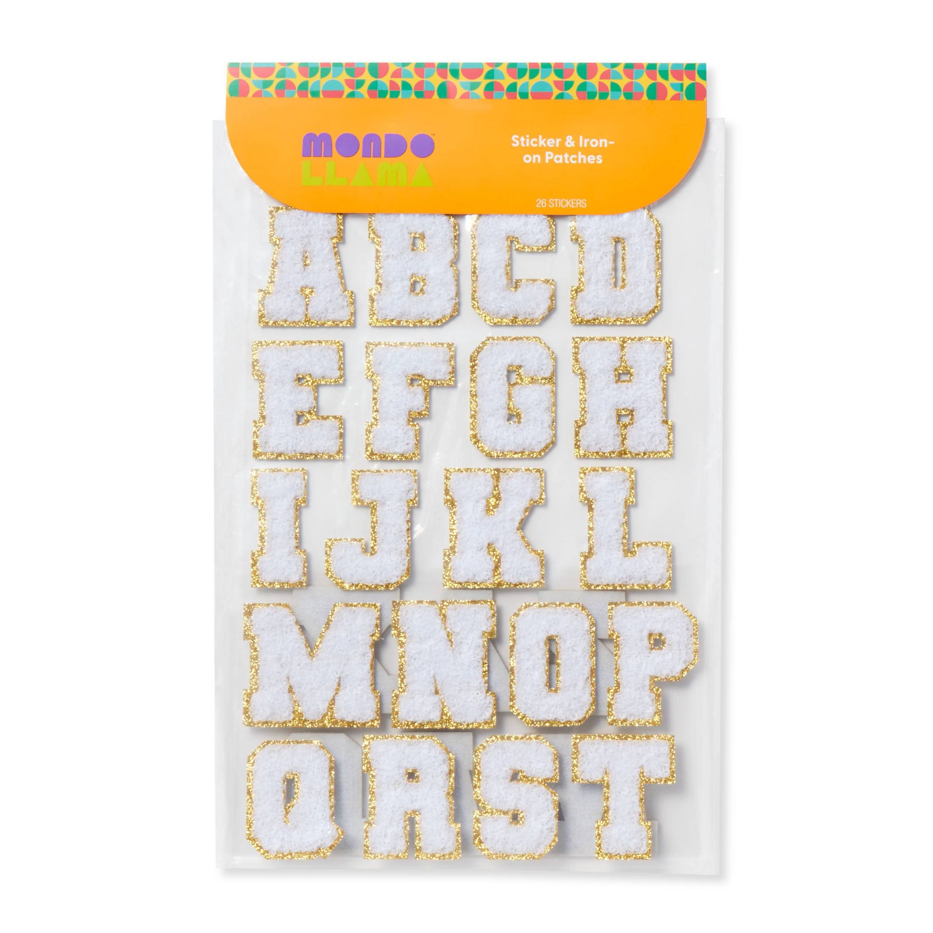 26ct White Adhesive Letter Patches - Mondo Llama™