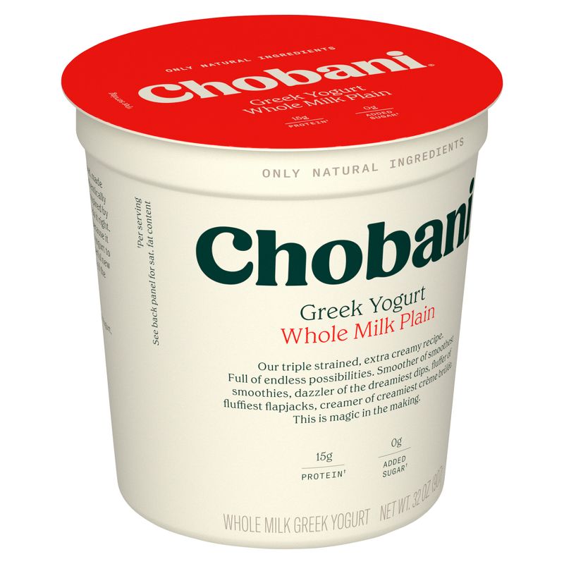Chobani Whole Milk Plain Greek Yogurt - 32oz, 3 of 10