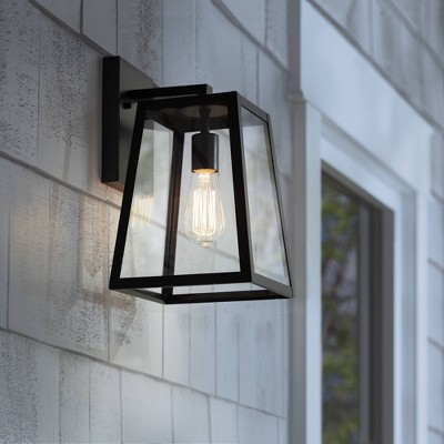Arrington 13" Mystic Black Outdoor Wall Light with Clear Glass