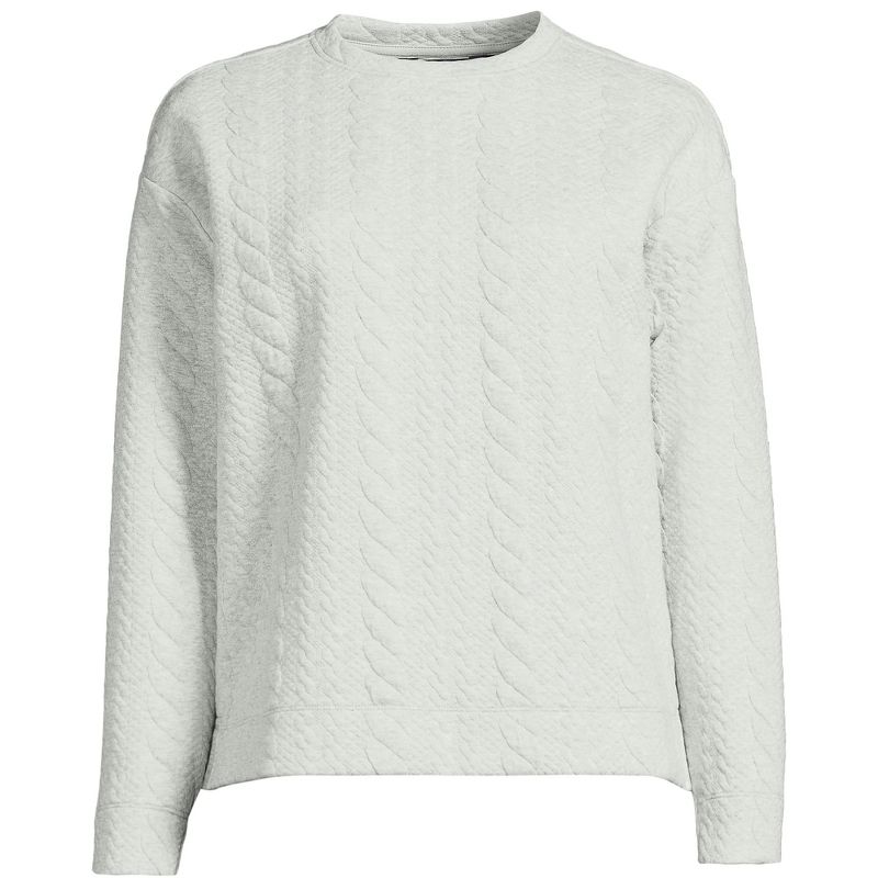 Lands' End Women's Long Sleeve Quilted Cable Crew Neck Sweatshirt, 2 of 4