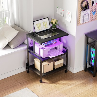 Aheaplus 30.3'' H x 23.6'' W Printer Stand with Charging Station And Wheels