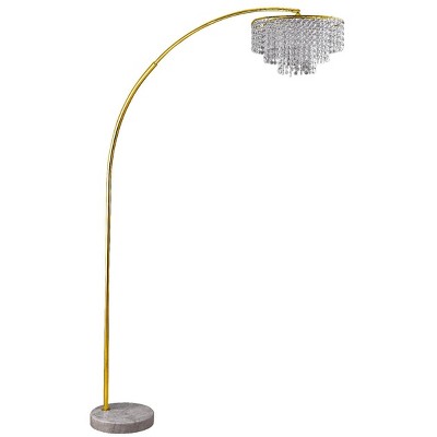 86" Antique Large Arc Metal Floor Lamp with Chandelier Shade Gold - Ore International