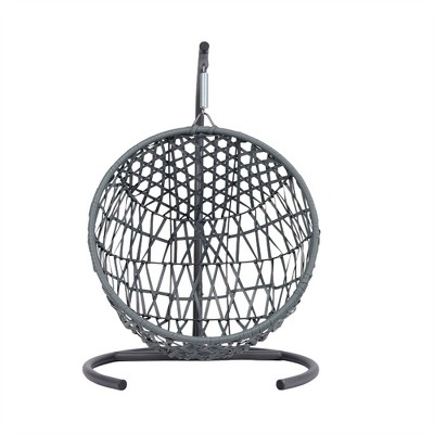 OUTSUPPLY Cat Swing Bed with Stand & Cushion, Rattan Wicker Hanging Hammock for Cats and Small Dogs, Indoor/Outdoor