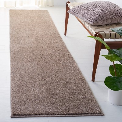 Taupe Hand-knotted Solid Synthetic Runner Rug