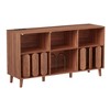 55'' Vinyl Record Player Stand with Charging Station - Mid Century Modern Record Storage Cabinet w/6 Compartments - 3 of 4