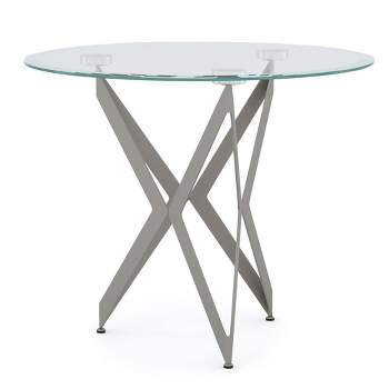 Braylyn Round Glass Top Contemporary End Table Champagne - miBasics