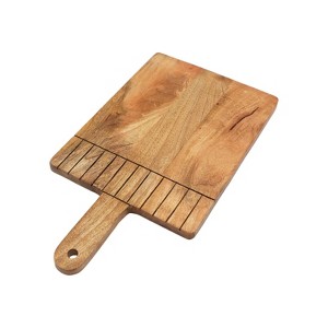 SEVOBAL Serving Platters Handmade Teak Wood Cheese and Bread Board with Natural Symmetry Modern Design for Cakes, Appetizers, Brown, 10.5"*19.5"*0.7" - 1 of 4