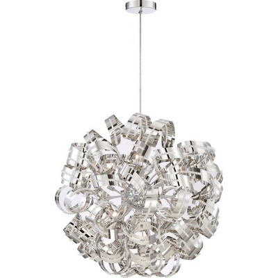 Polished Chrome Globe Pendant with Crystal Incandescence