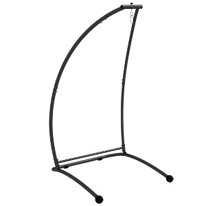 Outsunny Hammock Chair Stand, C Shape Hanging Heavy Duty Metal Frame Hammock Stand for Hanging Hammock Porch Swing Chair, Indoor & Outdoor Use, Black - 1 of 4