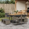 vidaXL Patio Dining Set with Cushions Table and Chairs Outdoor Poly Rattan - Gray Wood 8-Piece - 2 of 4