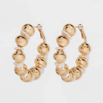 Pearl and Gold Nugget Hoop Earrings - A New Day™ Gold/White