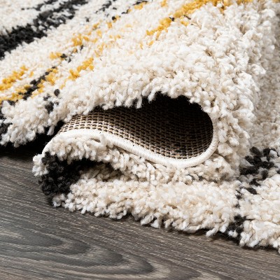 Nova 8' x 10' Black and Beige Abstract Shag Rug