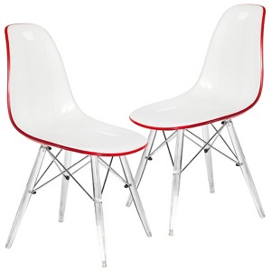 LeisureMod Cresco Mid-Century Modern Acrylic Dining Chair with Acrylic Dowel Eiffel Legs – Kitchen & Dining Room Chair - 1 of 4