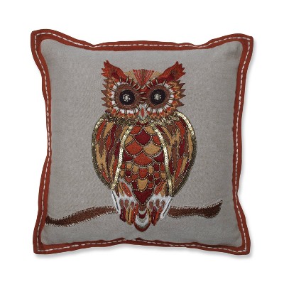 Hoot Throw Pillow Orange/Gold/Bronze - Pillow Perfect