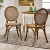 Vintage Dining Chair Set of 2 with Rattan Backrest,Dining Chair Set with Wood Frame,Armless Chair for Kitchen or Dining Room-Coolbibila - 2 of 4