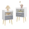 PAGED Night Stand Set 2 Modern Storage End Table Wooden Nightstand with Drawer and 2 Open Shelves for Bedroom - 3 of 4