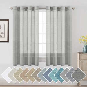 Natural Linen Blended Semi-Sheer Curtains Privacy Assured with Nickel Grommet for Living Room - 1 of 4