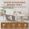 Wood Extendable Dining Table with MDF Top and Dual Pillar Legs,Kitchen Dining Table for Living Room, Modern Oval Dining Table-Koiai - 3 of 4