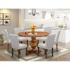 HomeStock 7-Piece Natural Oak Finish Solid Wood Top Dining Table with 6-Parson Chairs - 2 of 4