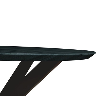 Ravenna 47" Ebony Round Wood Dining Table with X-Shaped Metal Base