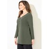 Catherines Women's Plus Size Suprema Studio V-Neck Henley Top - 4 of 4
