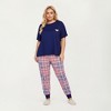 Anna-Kaci Lounge Women's 2-Piece Set Short Sleeve Knit Top and Plaid Jogger Pajama Pants with Soft Stretch Fabric and Tapered Fit - 3 of 4