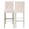 WestinTrends 29" Linen Fabric Tufted Bar Stool (Set of 2) - 3 of 4