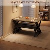 Kitchen Table Set with 2 Upholstered Benches, Z-Shaped Leg Kitchen Table Set for 4 3 Piece Dining Table Set for Small Space Saving Space - 4 of 4