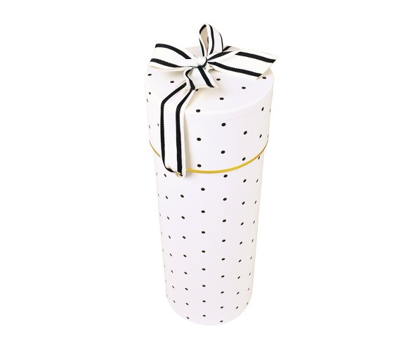 Black Dots on Cream With Black Lid, Round Box - sugar paper&#153;