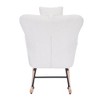 Racxily Teddy Upholstered Nursery Rocking Chair: Soft Thick Sponge Teddy Upholstered Rocking Chair for Living Room & Bedroom, Ergonomic Curved Back - 3 of 4