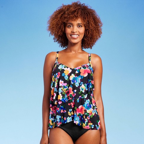 Women's Upf 50 V-neck Angled Tiered Tankini Top - Aqua Green® : Target