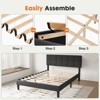 Mr Ironstone bed frame with headboard, linen upholstered platform bed frame with wooden strip support - 3 of 4