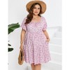 LXT- Women's Plus Size Square Neck Ruffle Sleeve Flowy Floral Summer Midi Dress with Pockets - 3 of 4