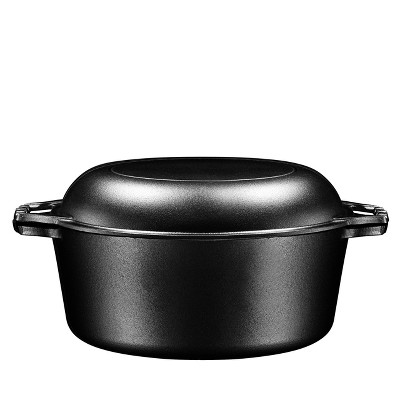 Bruntmor Enameled Dutch Oven Pot With Lid Set Of 2 in Black | Double  Cocotte Cast Iron Dutch Oven/Deep Crock pots .8 Oz Mini Staub Cocotte |  Seasoned