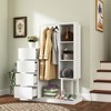 55"/39"W Wardrobe Clothing Armoire Storage Cabinet  with 4 Drawers, Shelves and Hanging Rail, White/Espresso/Natural-ModernLuxe - 3 of 4