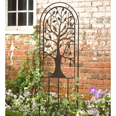 Plow & Hearth - Arched Metal Garden Trellis With Symbolic Tree Of Life ...