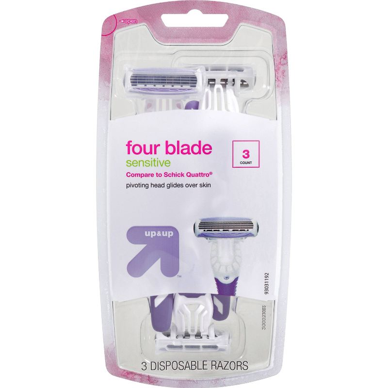 Women&#39;s Four Blade Disposable Razor - 3ct - up &#38; up&#8482;, 1 of 10
