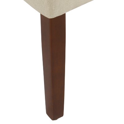 Swoop-Arm Cream Fabric Parsons Side Chair with Wood Legs