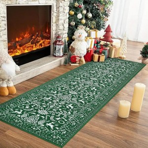 TackView Washable Christmas Runner Rug, Non Shedding Christmas Carpet with Non-Slip Backing, Christmas Rugs Floor Carpet for Hallway - 1 of 4