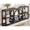 Gulches Rustic Industrial Console Table, 3-Tier Storage, Unique Circular Frame, Rustic Brown & Black, 70.9" - 2 of 4