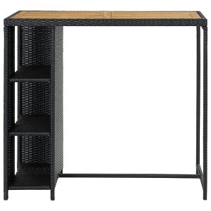 vidaXL Bar Table Black PE rattan, steel, solid acacia wood Counter Height - 1 of 4