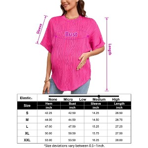 Women's Maternity Shirts Casual Breathable Loose Textured Raglan Short Sleeve Shirt Crew Neck Spring Summer Pregnancy Tops - 1 of 4