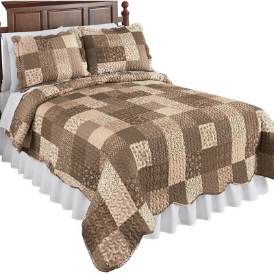 Collections Etc Classic Floral Patchwork Scalloped Edge Quilt
