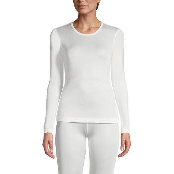 Lands' End Women's Silk Interlock Thermal Long Underwear Top Base Layer  Crewneck Shirt - X-small - Ivory : Target