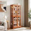 Racxily Display Cabinet, Display Cabinet with Glass Doors Adjustable Shelves for Collectibles, 4 Door Vintage Showcase for Home, Office, Display - 4 of 4