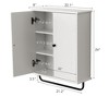 VANIRROR White Wall-Mounted Bathroom Storage Cabinet with Towel Bar & Adjustable Shelves – MDF Over the Storage Cabinet with Arched Doors - 3 of 4