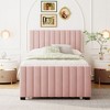 NicBex Twin/Full Upholstered Bed Frame with Velvet Headboard,Wood Platform Bed Frame with Twin Size Trundle,No Box Spring Needed,Easy Assembly - 2 of 4