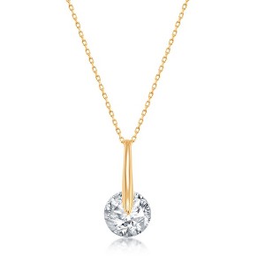 Bella Silver Sterling Silver Spinning Round CZ Necklace - Gold Plated - Gold - 16+2 Inch - 1 of 2