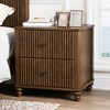 HDZNVF Fluted Nightstand, 21.65" Wide Side Table with 3 Drawers, Mid Century Modern Wood NightStand - 2 of 4