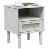 vidaXL Bedside Cabinet SENJA Rattan Look White 15.7"x13.8"x18.9" Solid Wood Pine - 3 of 4
